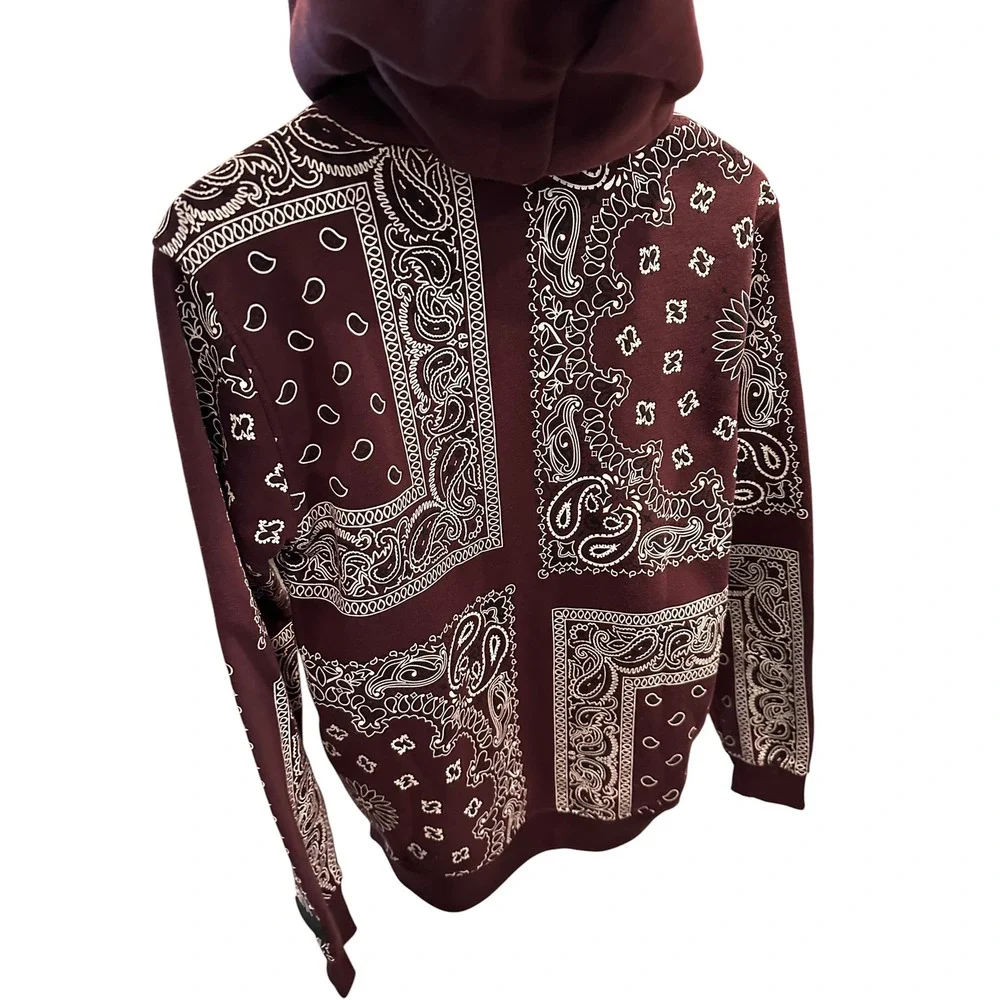 Dogg Supply by Snoop Dogg Mens Bandana Paisley Hoodie Maroon Burgundy Small